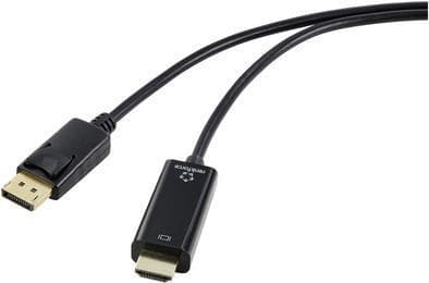 HDMI-forbindelseskabel DisplayPort han 1,00 m Sort RF-5179186 PVC-jakke (RF-5179186)