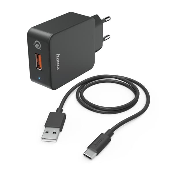 Hama-pikalaturi USB-C-latauskaapelilla, Qualcomm®, 19,5 W, 1,5 m, musta (00201625) musta