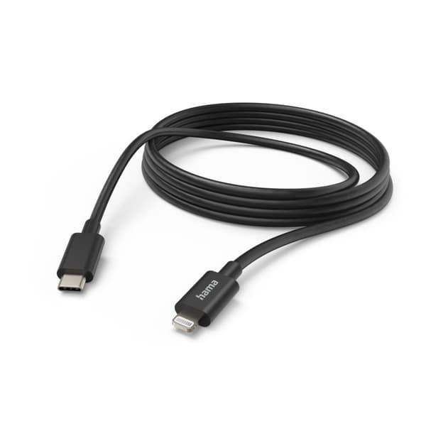Hama ladekabel, USB-C - Lightning, 3 m, sort (00201599)