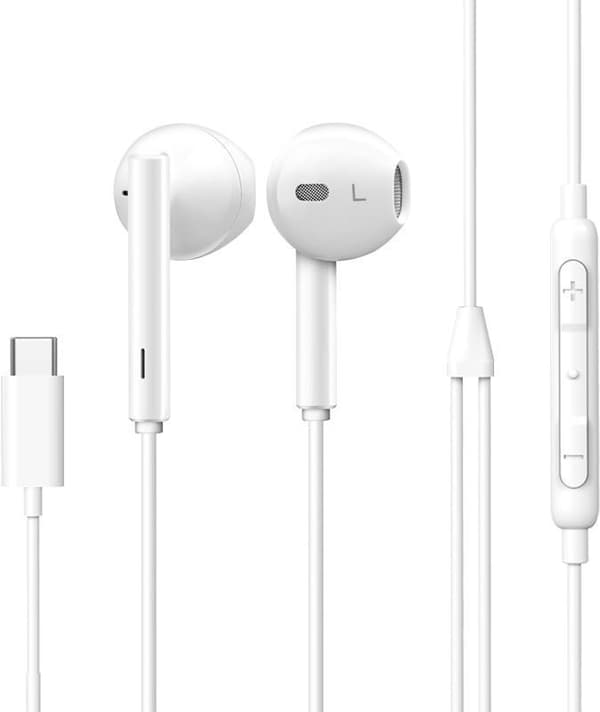 eSTUFF - Høretelefoner med mikrofon - ørepropper - kablet - USB-C - til Huawei Mate 40, Samsung Galaxy A12, A42 5G, A52, A52 5G, A72, S20, S21, S21 5G
