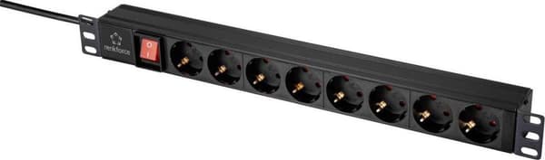 Renkforce RF-4604248 19 tommer Server rack kabinet strømskinne 1 U PG stik inkl. afbryder Sort