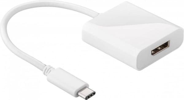 LogiLink USB-C til DisplayPort-adapter med DP Alt-tilstand (4K 60 Hz) / Hvid - 0,15 meter Hvid