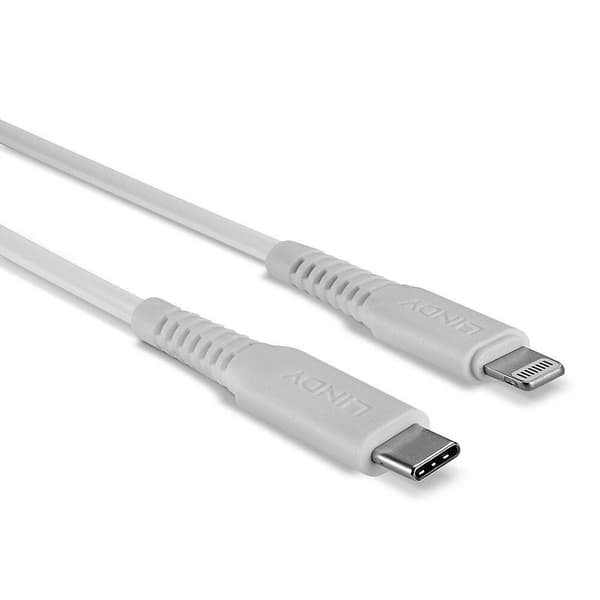 Lindy - Lightning-kabel - USB-C han til Lightning han - 1,0m - skærmet - hvid - rund, understøtter strømforsyning - til Apple iPad/iPhone/iPod (Lightn