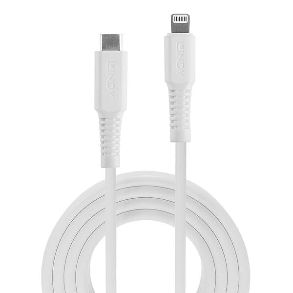 Lindy - Lightning-kabel - USB-C han til Lightning han - 1,0m - skærmet - hvid - rund, understøtter strømforsyning - til Apple iPad/iPhone/iPod (Lightn