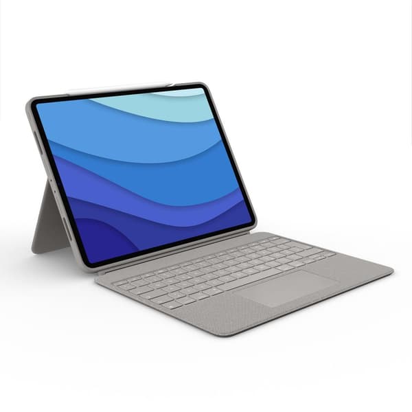 Logitech Combo Touch - näppäimistö ja foliokotelo - ohjauslevyllä - taustavalaistu - Apple Smart -liitin - QWERTY - espanja - hiekka - Apple 12,9" iPa