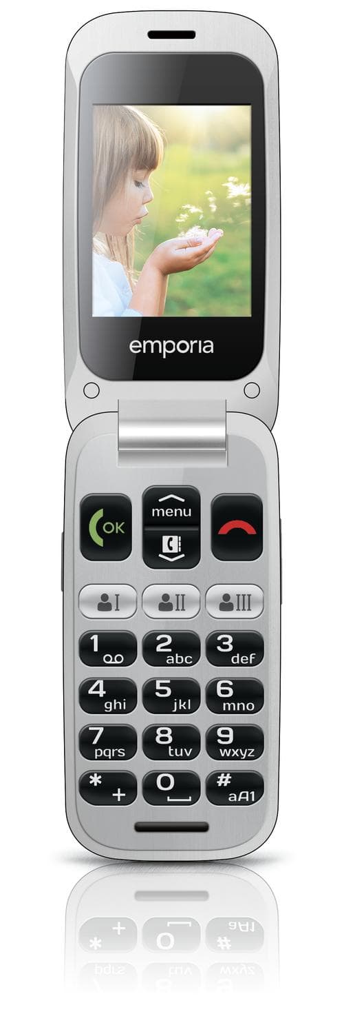 emporiaONE - Feature Phone - microSD slot - LCD-skærm - 240 x 320 pixels - bagkamera 2 MP - sølv, mellemgrå