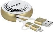 DeLOCK 5.10cm (2") 1 - Lightning cable - USB (M) to Micro USB Type B, Lightning (M) - 92cm - white, gold - retractable, flat (85820)