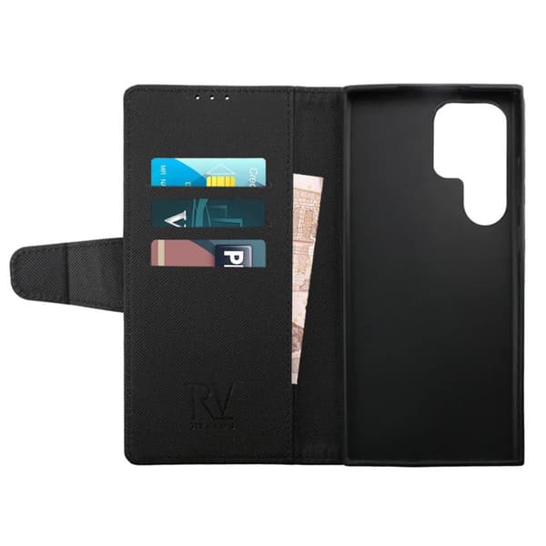 Samsung Galaxy S23 Ultra Plånboksfodral Extra Kortfack Rvelon - Svart