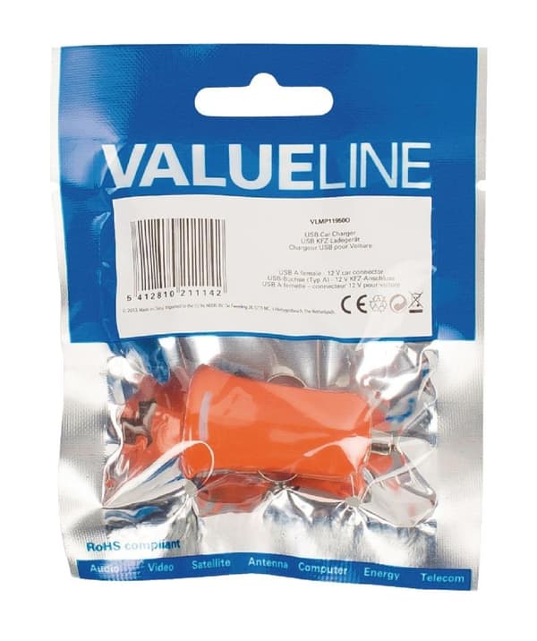 Valueline Vlmp11950o Usb Billaddare Usb A Hona - 12v Biluttag Orange