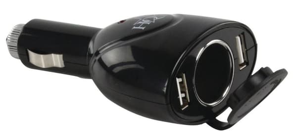 Hq P.sup. usb202 dobbelt usb biloplader med 12 V tilslutning