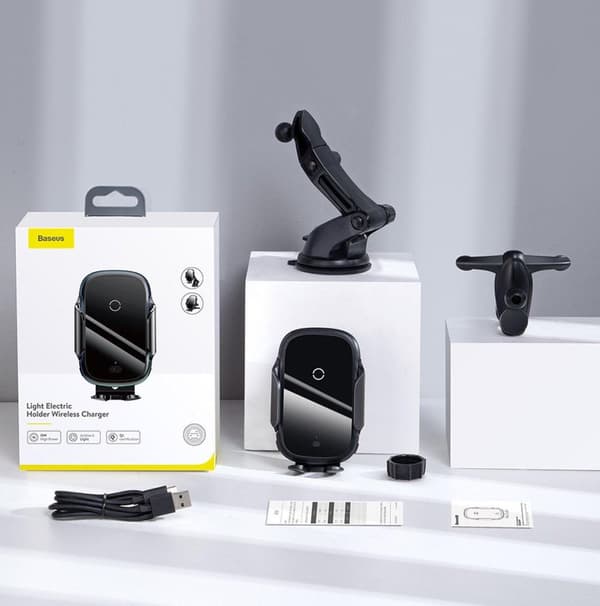 Autoteline Baseus Light Electric -teline Qi-induktiivisella laturilla, musta