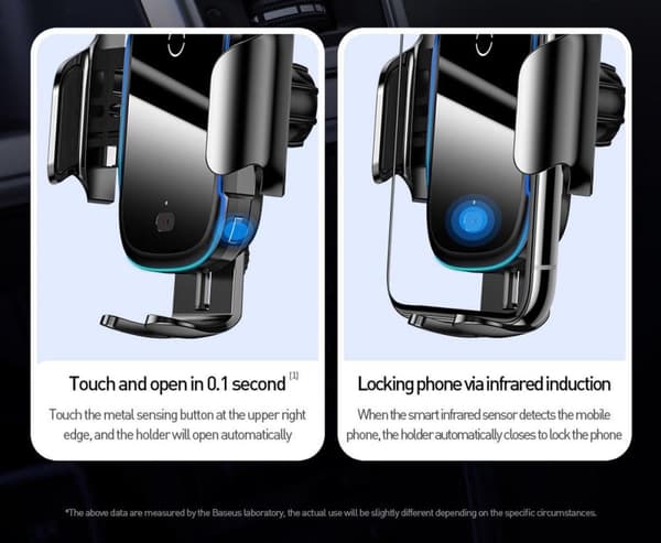 Autoteline Baseus Light Electric -teline Qi-induktiivisella laturilla, musta