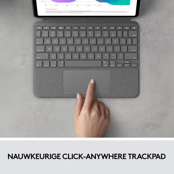 Logitech Combo Touch - näppäimistö ja foliokotelo - ohjauslevyllä - taustavalaistu - Apple Smart -liitin - QWERTY - GB - Oxford Grey - Apple 27,90 cm