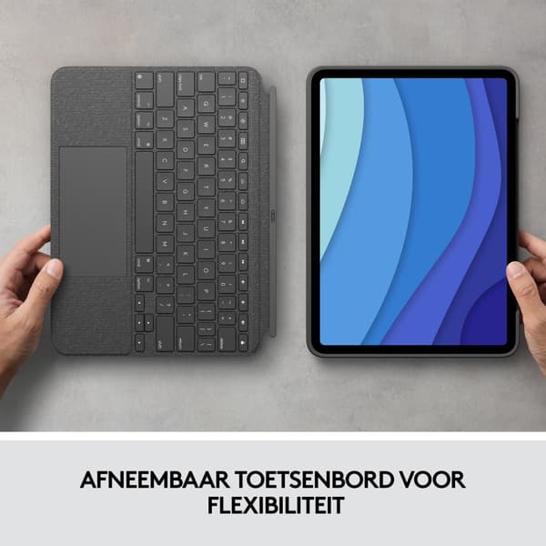 Logitech Combo Touch - näppäimistö ja foliokotelo - ohjauslevyllä - taustavalaistu - Apple Smart -liitin - QWERTY - GB - Oxford Grey - Apple 27,90 cm