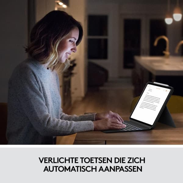 Logitech Combo Touch - näppäimistö ja foliokotelo - ohjauslevyllä - taustavalaistu - Apple Smart -liitin - QWERTY - GB - Oxford Grey - Apple 27,90 cm