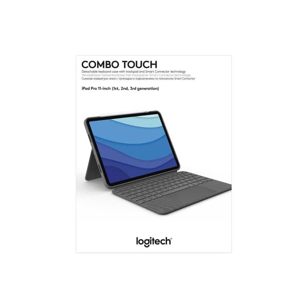 Logitech Combo Touch - näppäimistö ja foliokotelo - ohjauslevyllä - taustavalaistu - Apple Smart -liitin - QWERTY - GB - Oxford Grey - Apple 27,90 cm
