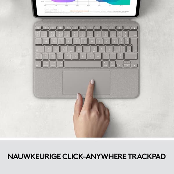 Logitech Combo Touch - tastatur og folio-etui - med pegefelt - baggrundsbelyst - Apple Smart-stik - QWERTY - US International - sand - til Apple 27,90