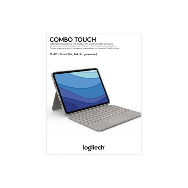 Logitech Combo Touch - tastatur og folio-etui - med pegefelt - baggrundsbelyst - Apple Smart-stik - QWERTY - US International - sand - til Apple 27,90