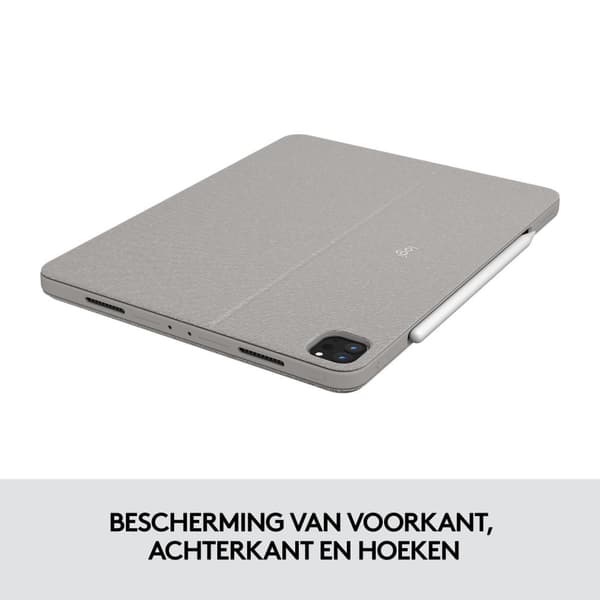 Logitech Combo Touch - tastatur og folio-etui - med pegefelt - baggrundsbelyst - Apple Smart-stik - QWERTY - US International - sand - til Apple 27,90