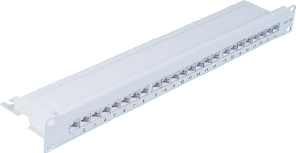 shiverpeaks ®-BASIC-S--Patch panel Cat.6A, skærmet 500 MHz, rack installation 48,3 cm (19") 24-ports lysegrå (BS75078)