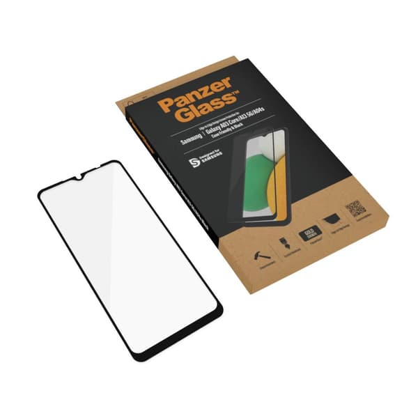 PanzerGlass - skærmbeskytter til mobiltelefon - etui-kompatibelt - glas - ramme farve sort - til Samsung Galaxy A03 Core (7283)