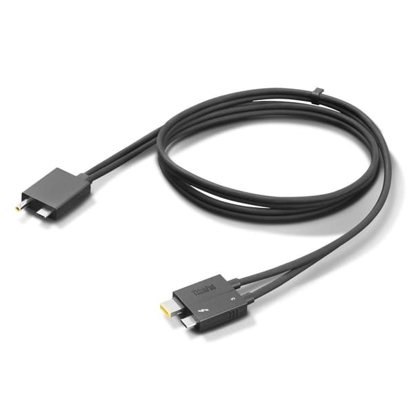 Lenovon jaettu kaapeli - Thunderbolt-kaapeli - USB-C/virtaliitin USB-C:hen, ohut kärki - Thunderbolt 4 - 70 cm - musta - ThinkCentre M75t Gen 2 11W5:l