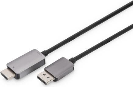 DIGITUS - Adapterkabel - DisplayPort-hanlåsning til HDMI-han - 1 m - sort - trykknap, Dolby DTS-HD Master Audio-understøttelse, Dolby TrueHD-understøt