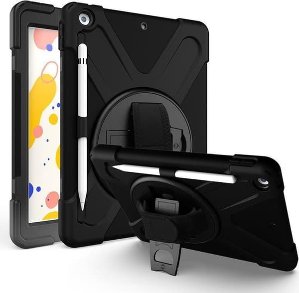 eSTUFF - Bagcover til tablet - silikone, polycarbonat - sort - 10,2" - til Apple 10,2" iPad (9. generation)