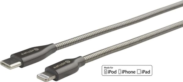 eSTUFF - Lightning-kabel - Lightning han til USB-C han - 1,0 m - stål - understøtter strømforsyning - til Apple iPad/iPhone/iPod (Lightning) (ES602160