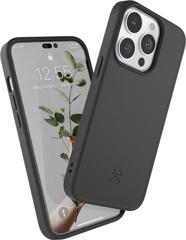 WOODCESSORIES Bio Case Klassiskt mobiltelefonskal till Apple iPhone 14 Pro svart (ECO652)