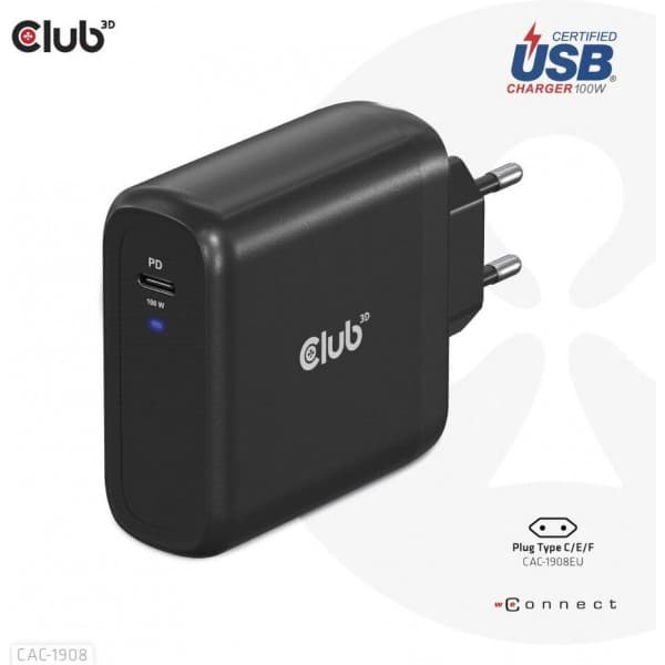 CAC-1908 Travel Charger GaN USB-C vægoplader