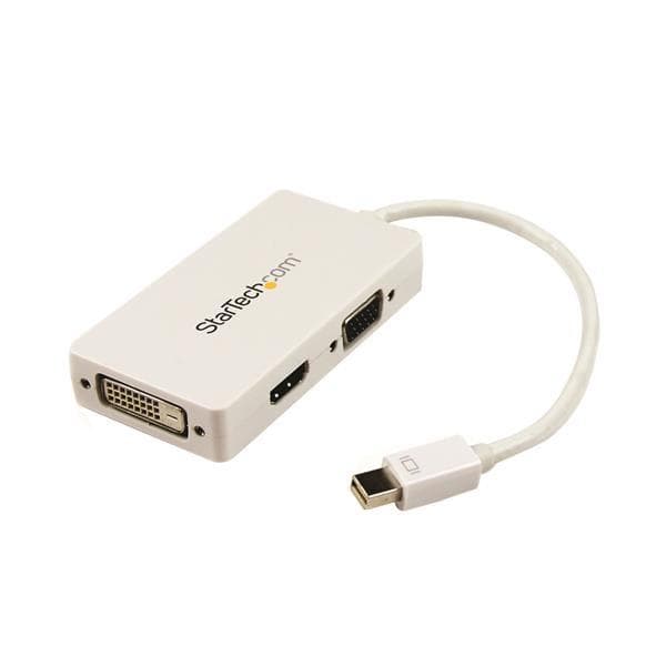 StarTech.com A/V-rejseadapter: 3-i-1 Mini DisplayPort til VGA DVI eller HDMI-konverter Hvid