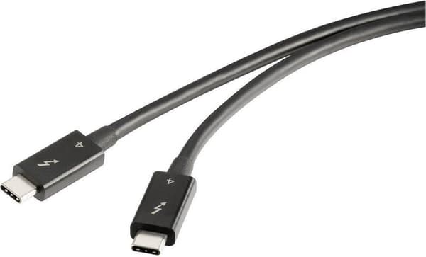 Renkforce Thunderbolt™-kabel Thunderbolt™ 4 Thunderbolt™ (USB-C®) hane, Thunderbolt™ (USB-C®) hane 0,80 m Svart dubbelskärmad RF-5235980 (RF-5235980)