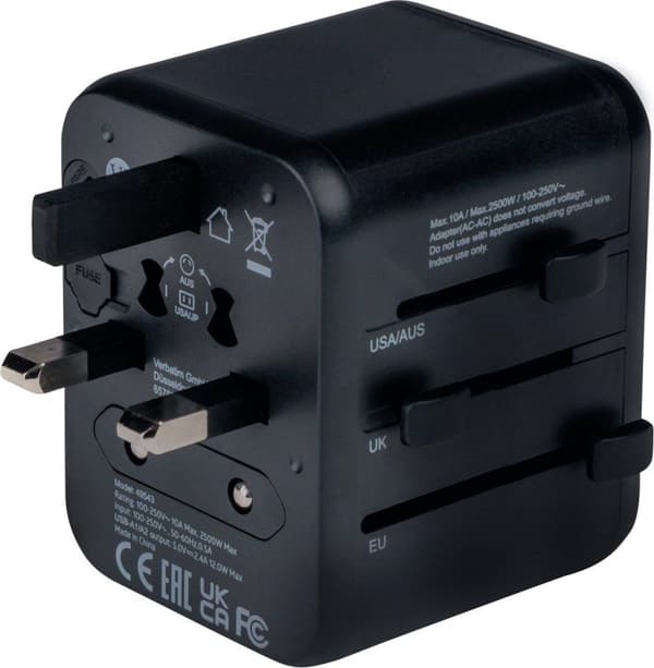 Verbatim UTA-01 Universal rejsestik & USB-A-oplader 12 W (49543)