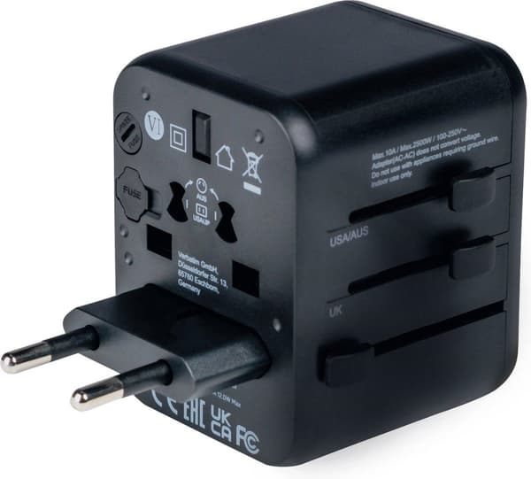 Verbatim UTA-01 Universal rejsestik & USB-A-oplader 12 W (49543)