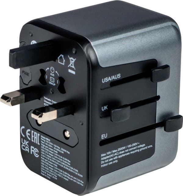 Verbatim UTA-03 Universal Travel Plug & USB-C/A laturi 30 W (49545)