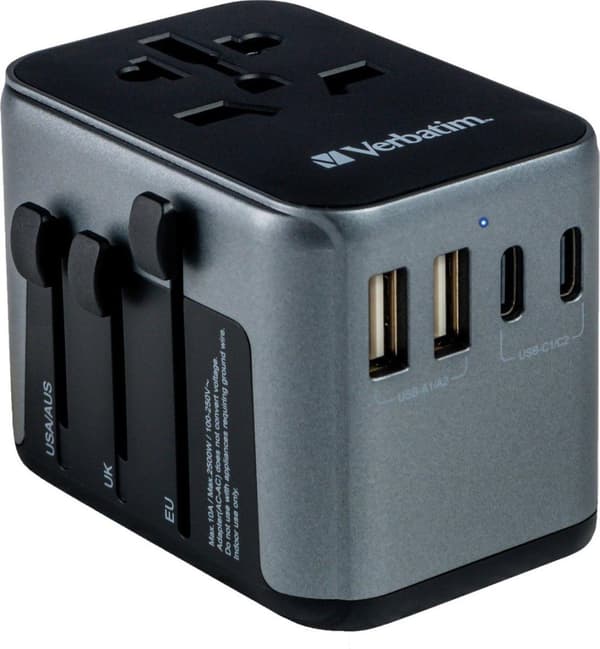 Verbatim UTA-03 Universal Travel Plug & USB-C/A laturi 30 W (49545)