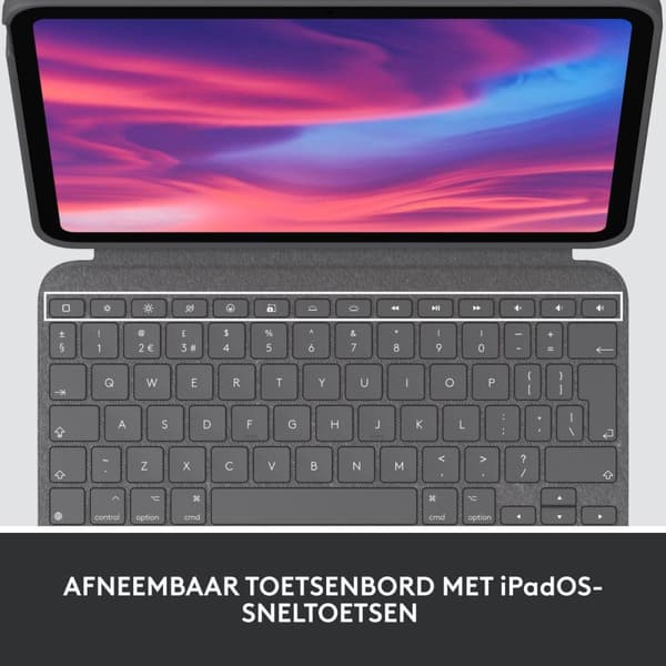 Logitech Combo Touch - tastatur og folio-etui - med pegefelt - baggrundsbelyst - Apple Smart-stik - QWERTY - GB - Oxford Grey (920-011441)