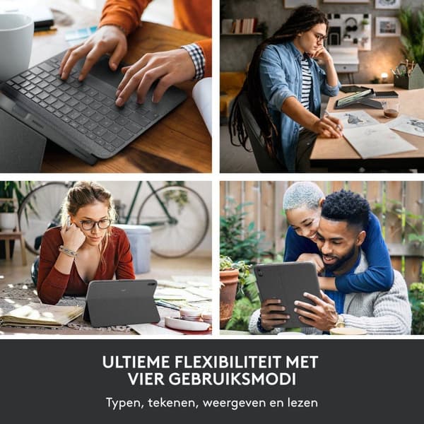 Logitech Combo Touch - tastatur og folio-etui - med pegefelt - baggrundsbelyst - Apple Smart-stik - QWERTY - GB - Oxford Grey (920-011441)