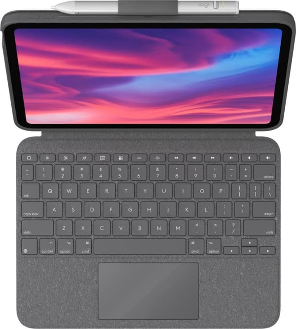 Logitech Combo Touch - tastatur og folio-etui - med pegefelt - baggrundsbelyst - Apple Smart-stik - QWERTY - GB - Oxford Grey (920-011441)