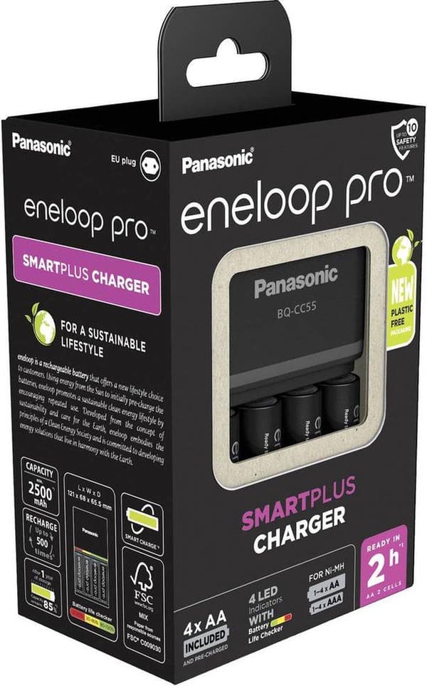 Universal oplader BQ CC55 eneloopPro inkl. batterier 4x Mignon 2500mAh (52055E40)