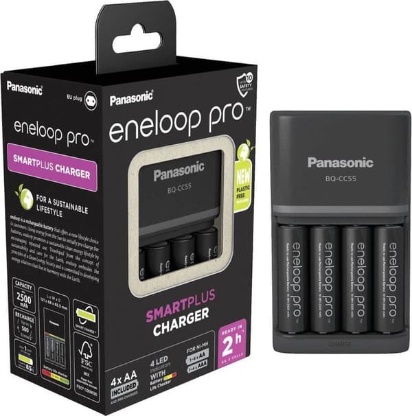 Universal oplader BQ CC55 eneloopPro inkl. batterier 4x Mignon 2500mAh (52055E40)
