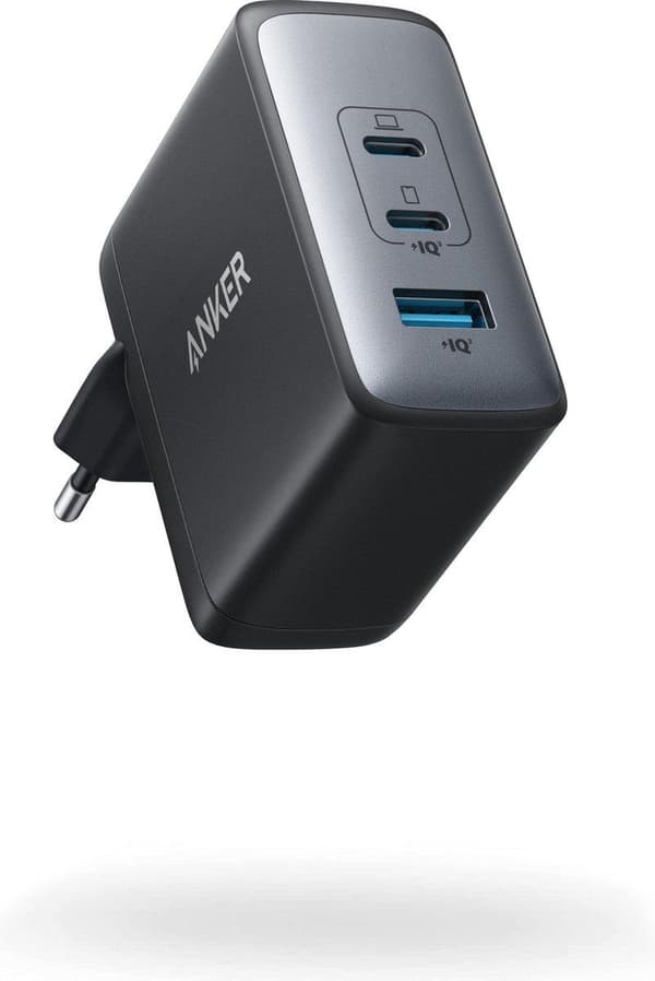 ANKER 100W 3-ports USB C väggladdare EU-laddare utan batteri (A2145G11) Svart