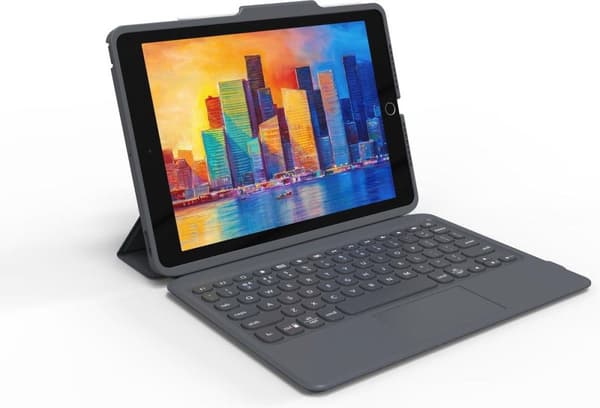 ZAGG Pro Keys - tastatur og folio-etui - med pegefelt - baggrundsbelyst - Bluetooth - QWERTZ - Tysk - sort/grå tastatur, sort/grå kabinet - til Apple
