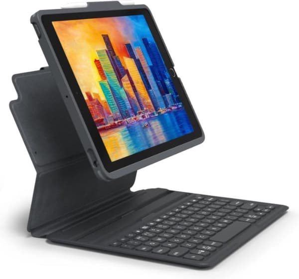ZAGG Pro Keys - tastatur og folio-etui - med pegefelt - baggrundsbelyst - Bluetooth - QWERTZ - Tysk - sort/grå tastatur, sort/grå kabinet - til Apple