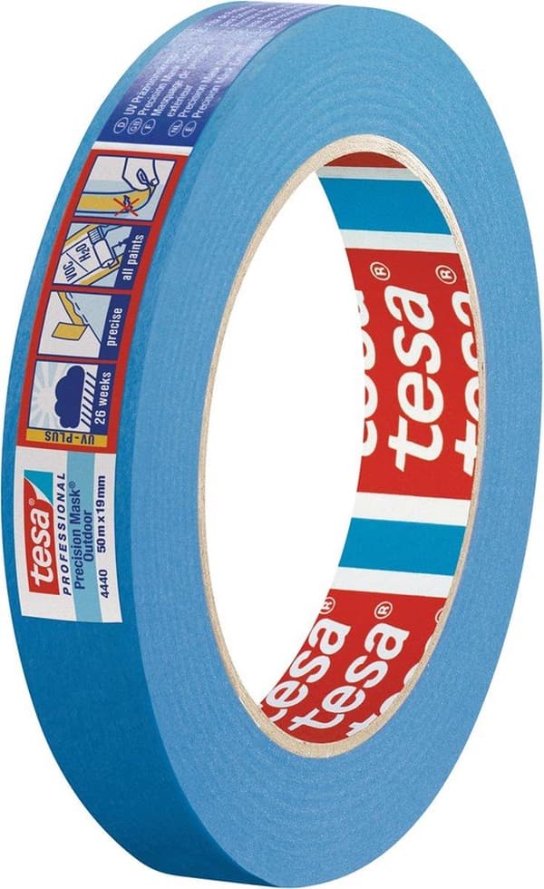 tesa præcision crepe 4440 udvendig UV PLUS glat blå L.50m B.19mm Rl.TESA (04440-00000-00)