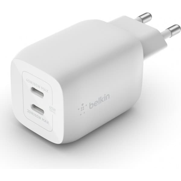 Belkin BoostCharge Pro Dual Port USB-C GaN 65W PD 3.0 laddare