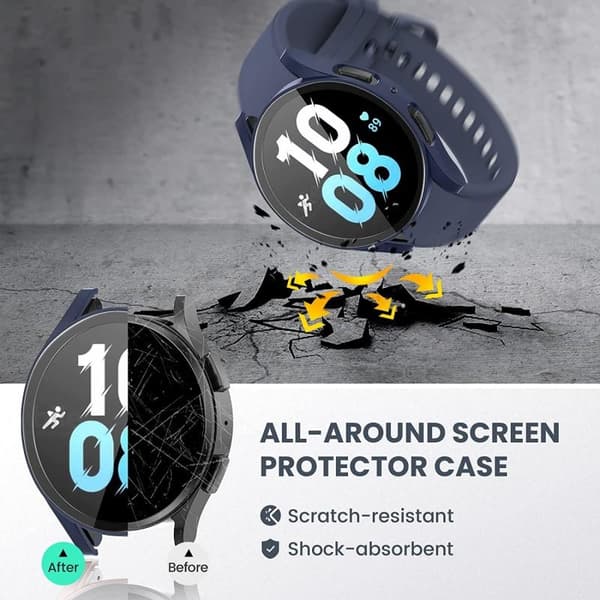 Heltäckande Skal Samsung Galaxy Watch 4 / 5 (44mm) Härdat Glas 9H