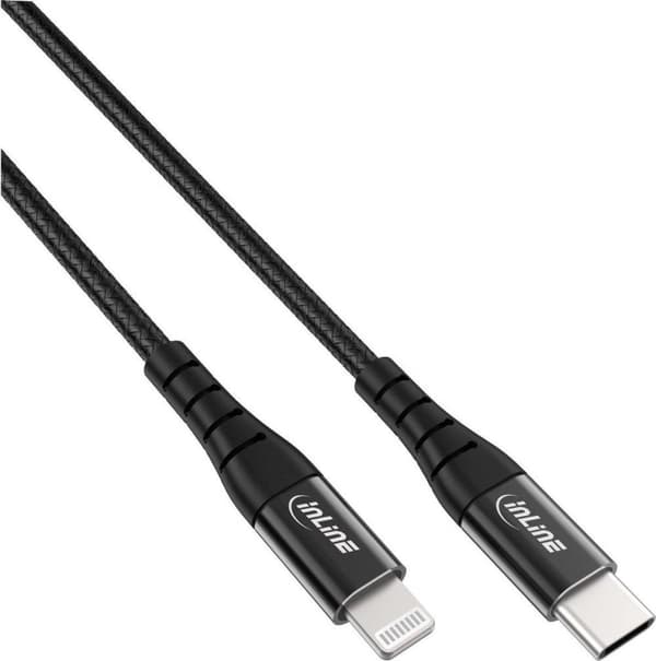 InLine 31450D, 1m, USB-C, Lightning, Sort