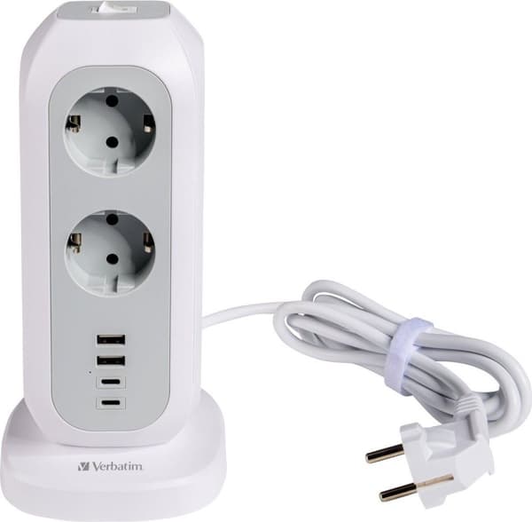 Verbatim EU Power Tower 11AC EUPT-01 med 2xUSB-C, 2xUSB-A detailhandel (49547)